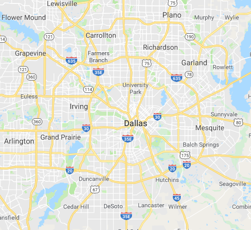 Map of Dallas TX and surrounding areas